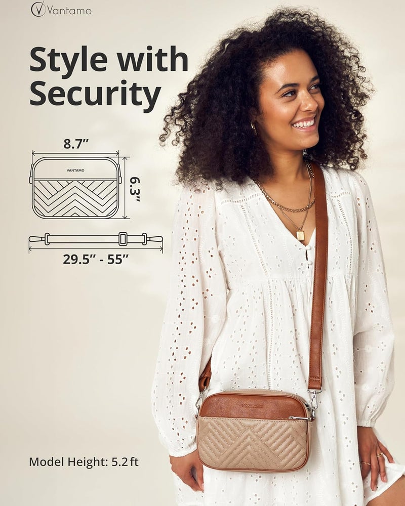 Vantamo Crossbody Bags For Women with Anti-Pickpocket Clip, Premium Purses for Women, Adjustable Strap Handbags & Gift Box - Image 2